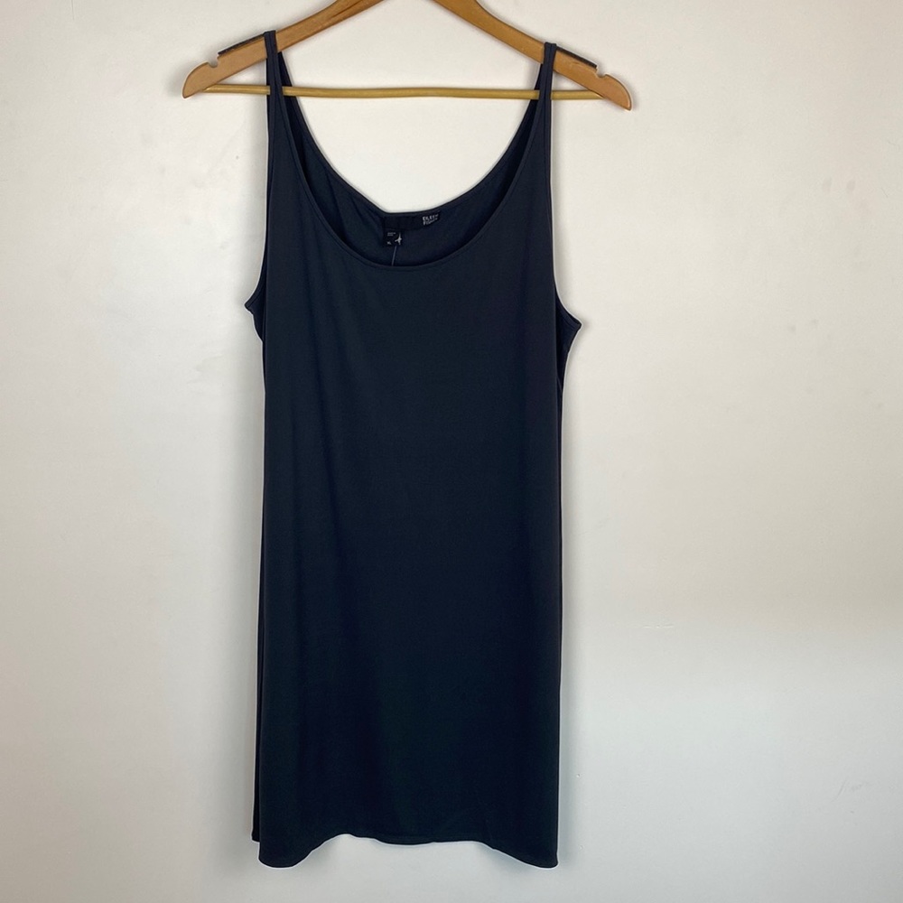 Stretchy Silk Jersey Scoop Neck Long Tunic Gray 100% Silk NWT